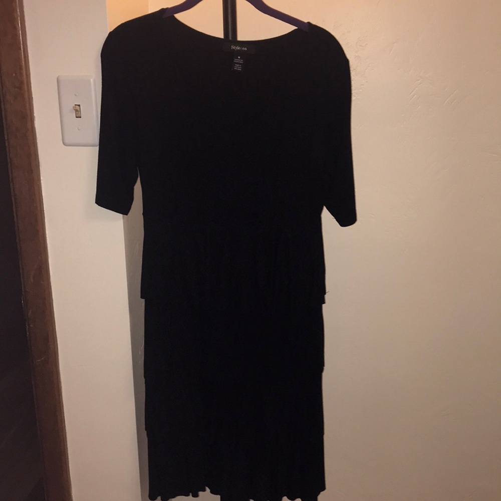 Style & co Black mid-length ruffle dress